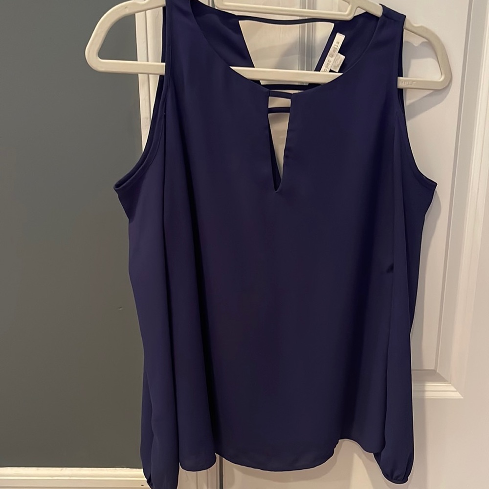 Cooper & Ella navy blue blouse size xs cut out in shoulder size xs